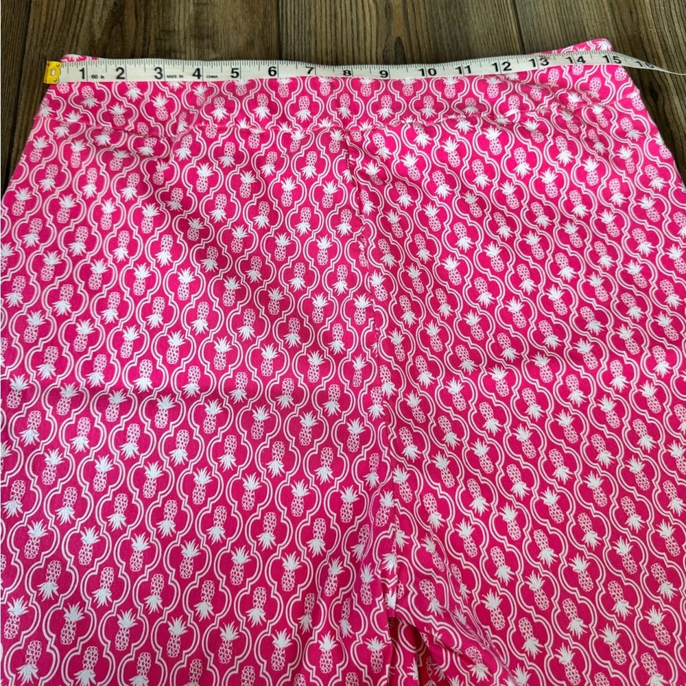 Lulu-B Pink and White Bermuda Shorts hot pink Geometric Pattern PINEAPPLE - Picture 5 of 7